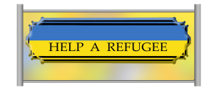 Schriftzug Help A Refugee mit den Farben der Ukrainischen Flagge