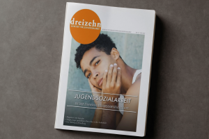 Cover der aktuellen Zeitschrift dreizehn, welches das Gesicht eines jungen Mannes zeigt.